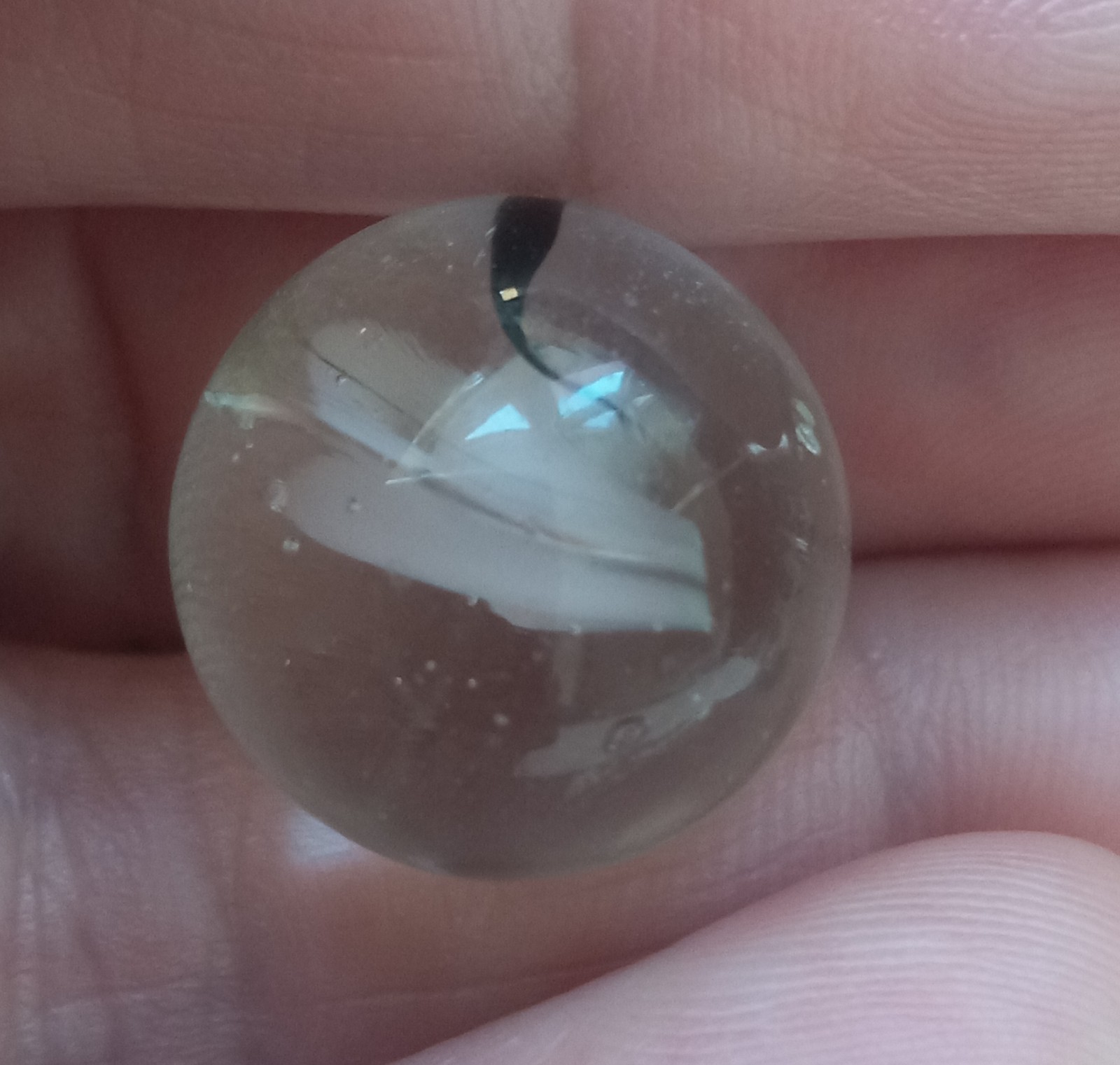 Gorgeous Vintage White Banana Cat’s Eye Marble with Black Stripe Peltier?
