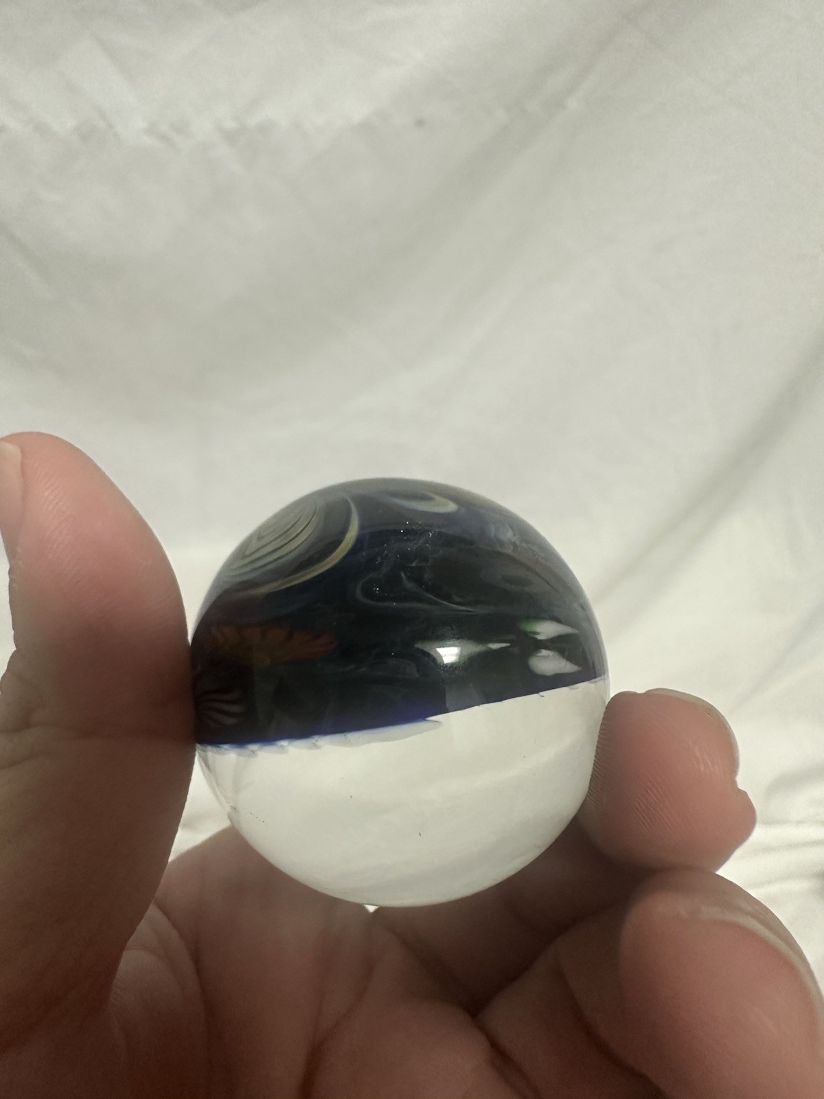 ⁠Kevin O’Grady Art Glass Vortex Marble Paperweight Dichroic Galaxy Signed⁠ 1.75”