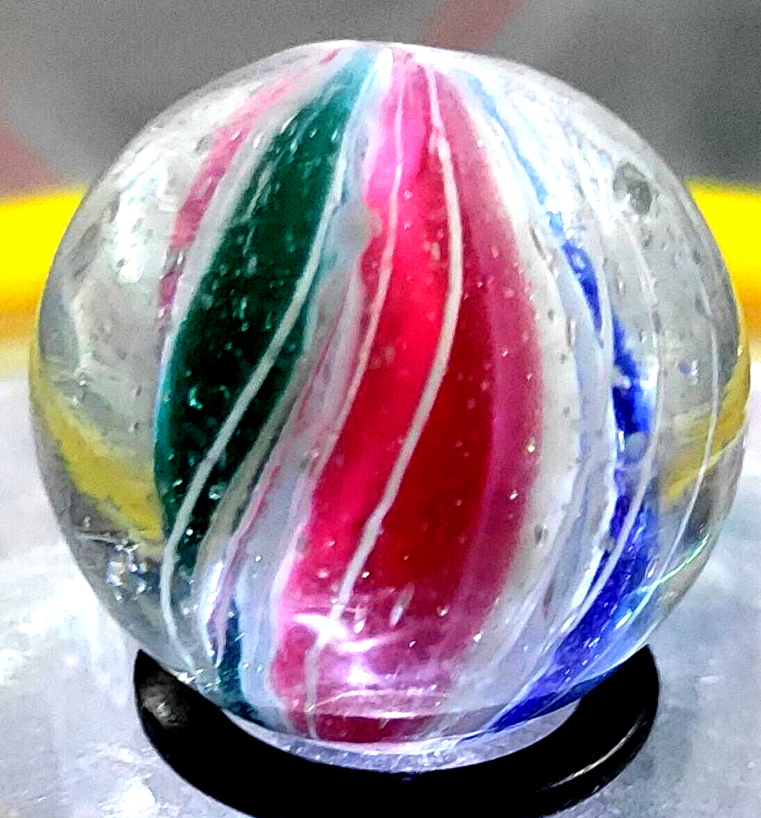 TOY MARBLE 0.75″ DIVIDED CORE GELLYRIBBON 2 PINK/1 GREEN/1 BLUE WITH WHITE CAGED