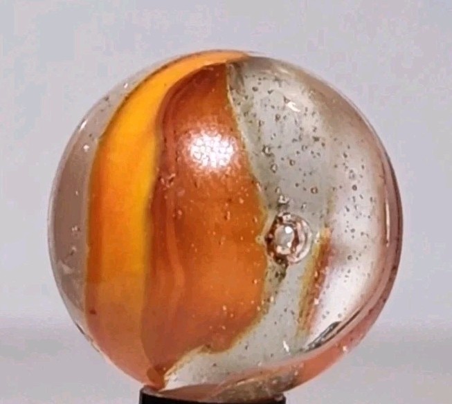 PELTIER GLASS CO. ‘Sunset Rainbo’ .64″ Vintage Marble NM-