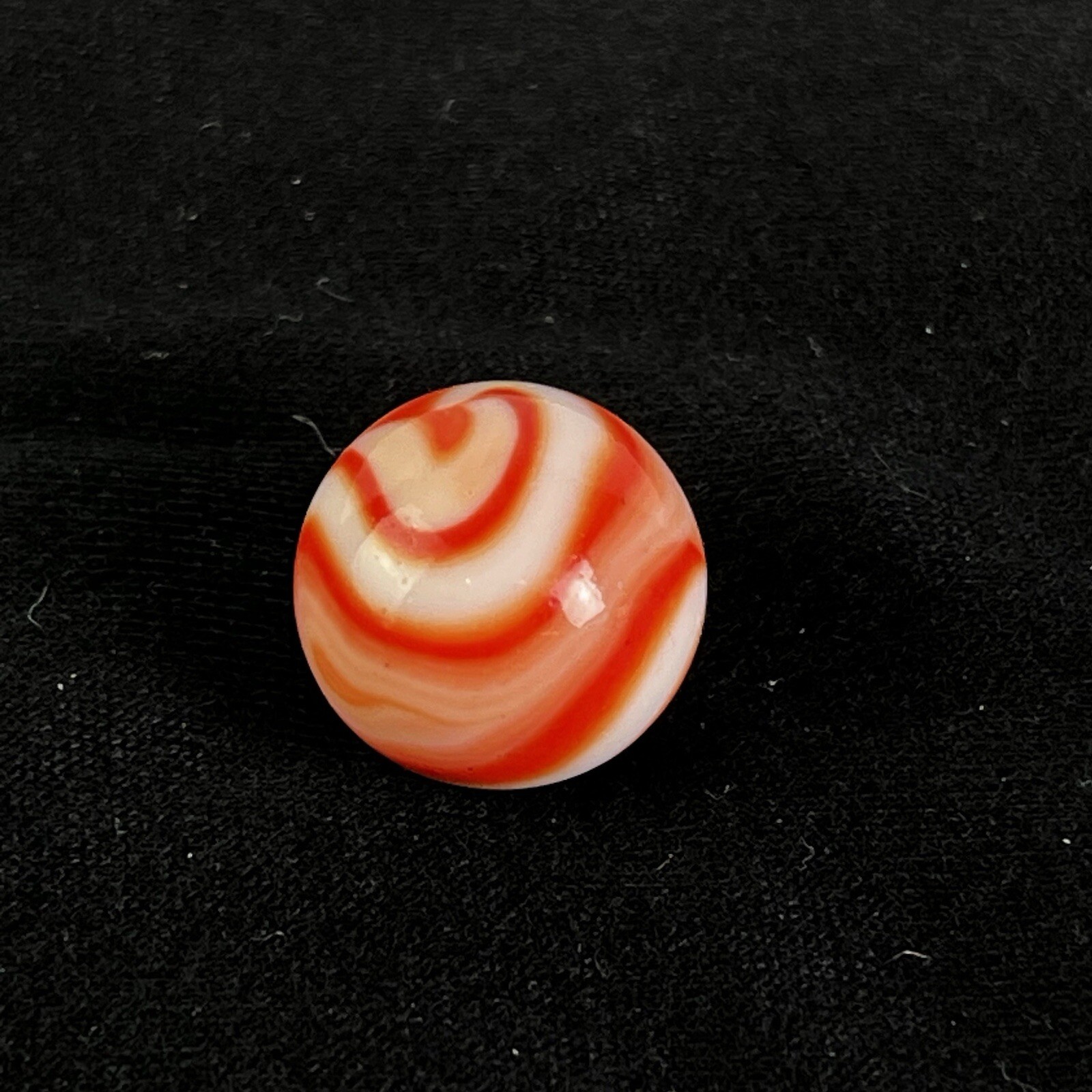 Rare Akro Agate Peltier Art Swirl Glass Marble .64” White Orange