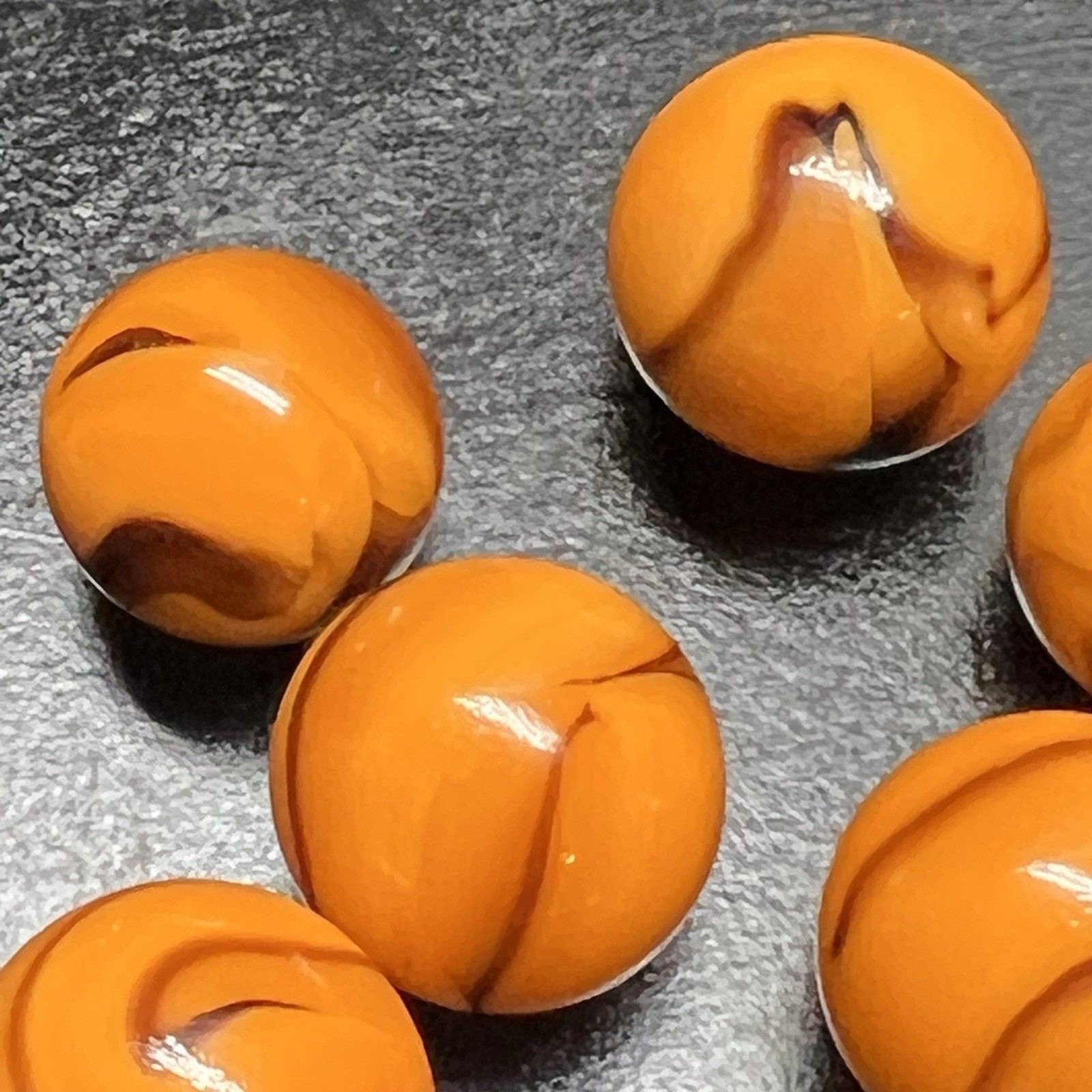 Lot of 15 Vintage Bengal Tiger- Orange/Black Marbles by Vacor Early Edition
