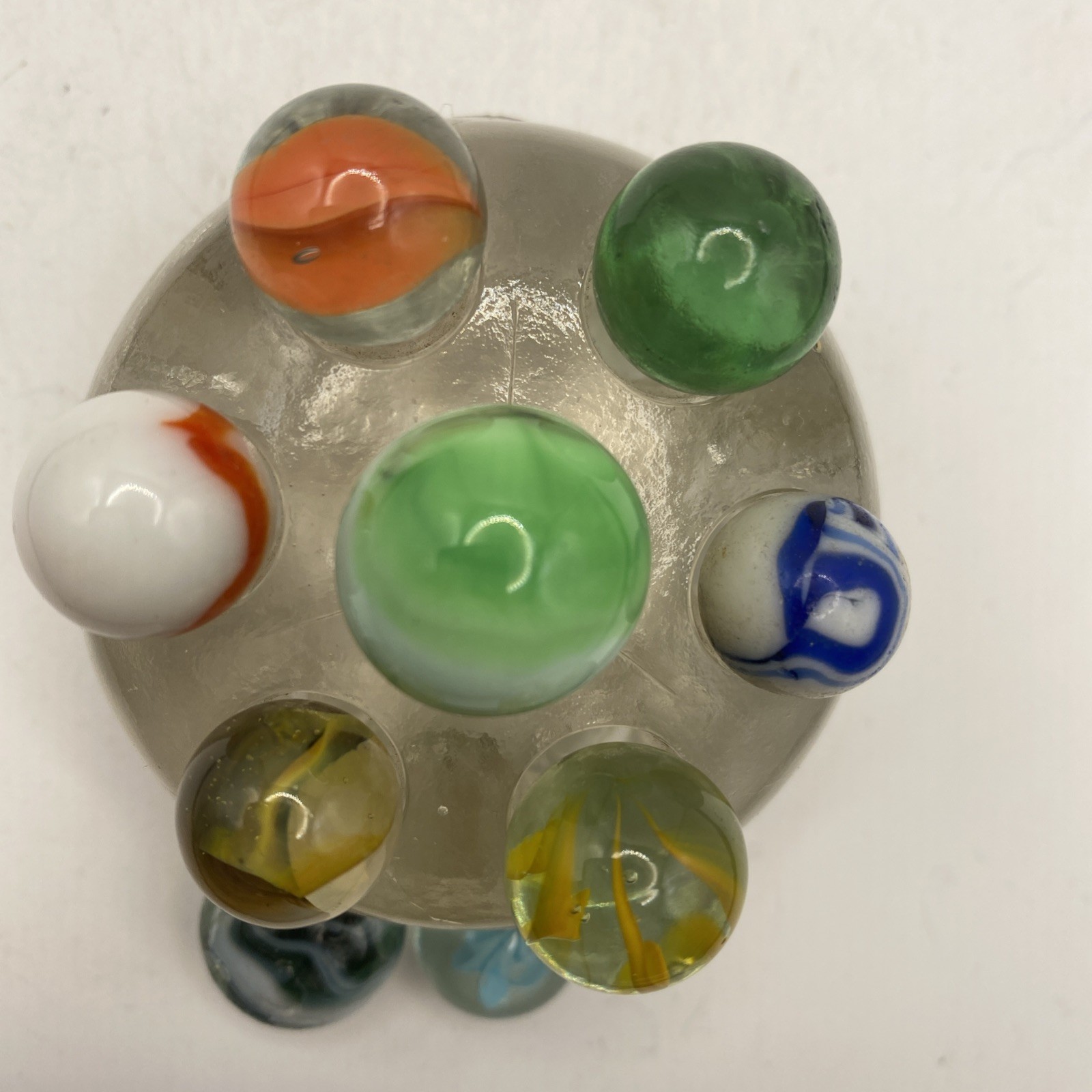 Set 9 VTG Small & Medium Marbles Various Sizes Colors (does Not Include Stand)