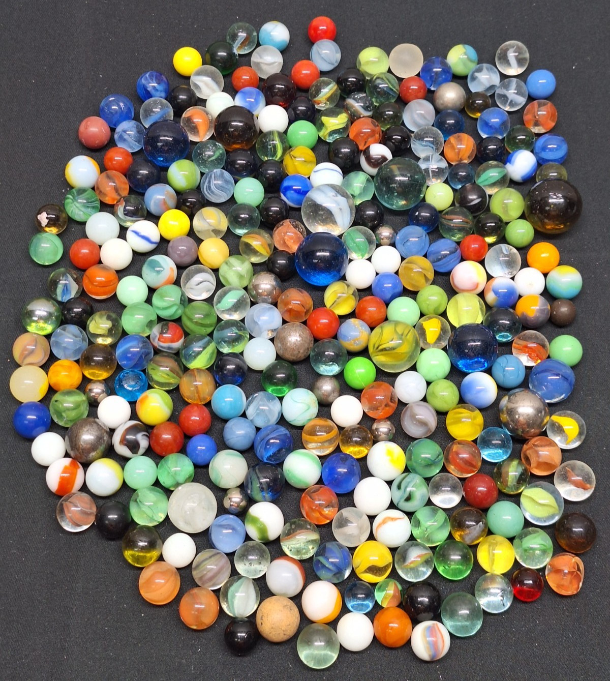 Vintage MARBLES QUART JAR of OLD GLASS MARBLES about 4.5 Pounds