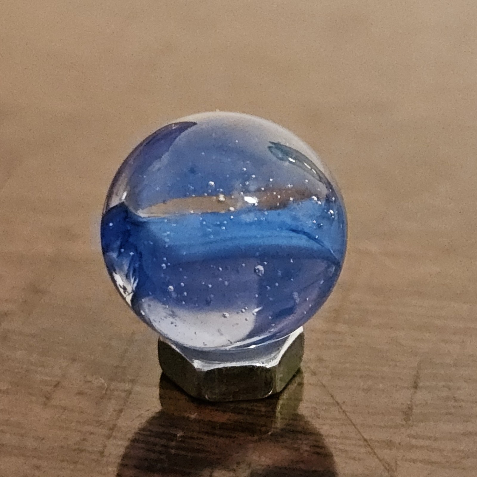 Vintage CE Bogard Blue Floppy 4-Lobe Cats Eye .593″ Glass Marble