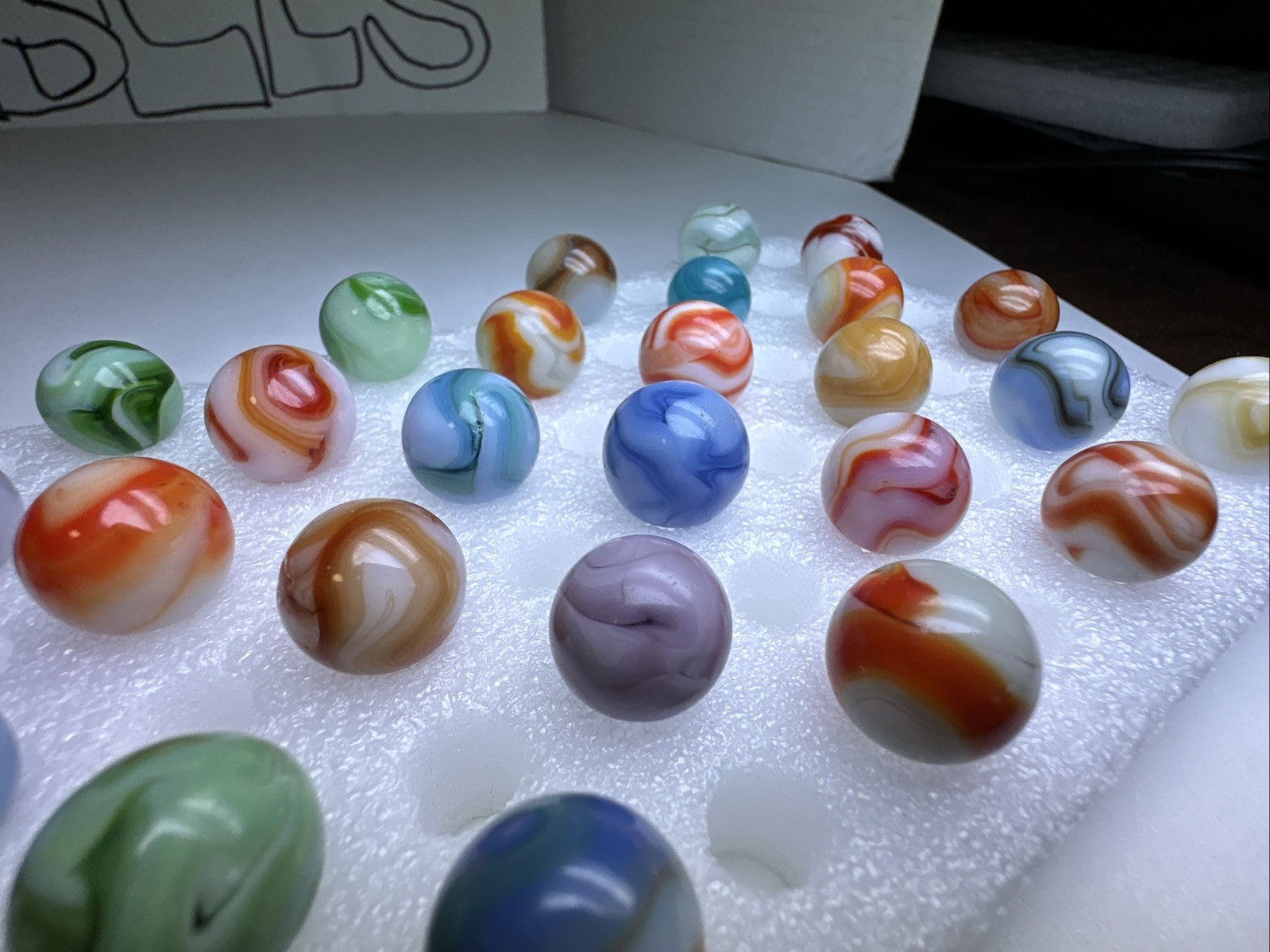199 Lot Of 30 Vintage Heaton Agate Swirl Marbles!