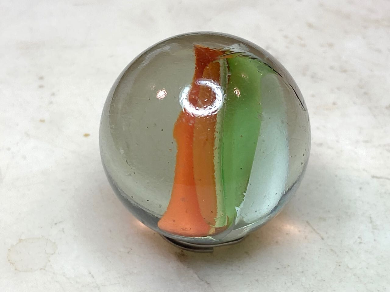Large Antique Marble Swirl Glass Ball German 35mm / 1.5” Estate Find