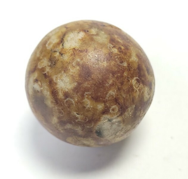 Large Antique Salt Glazed Brown Clay Marble Earthenware 1.46″