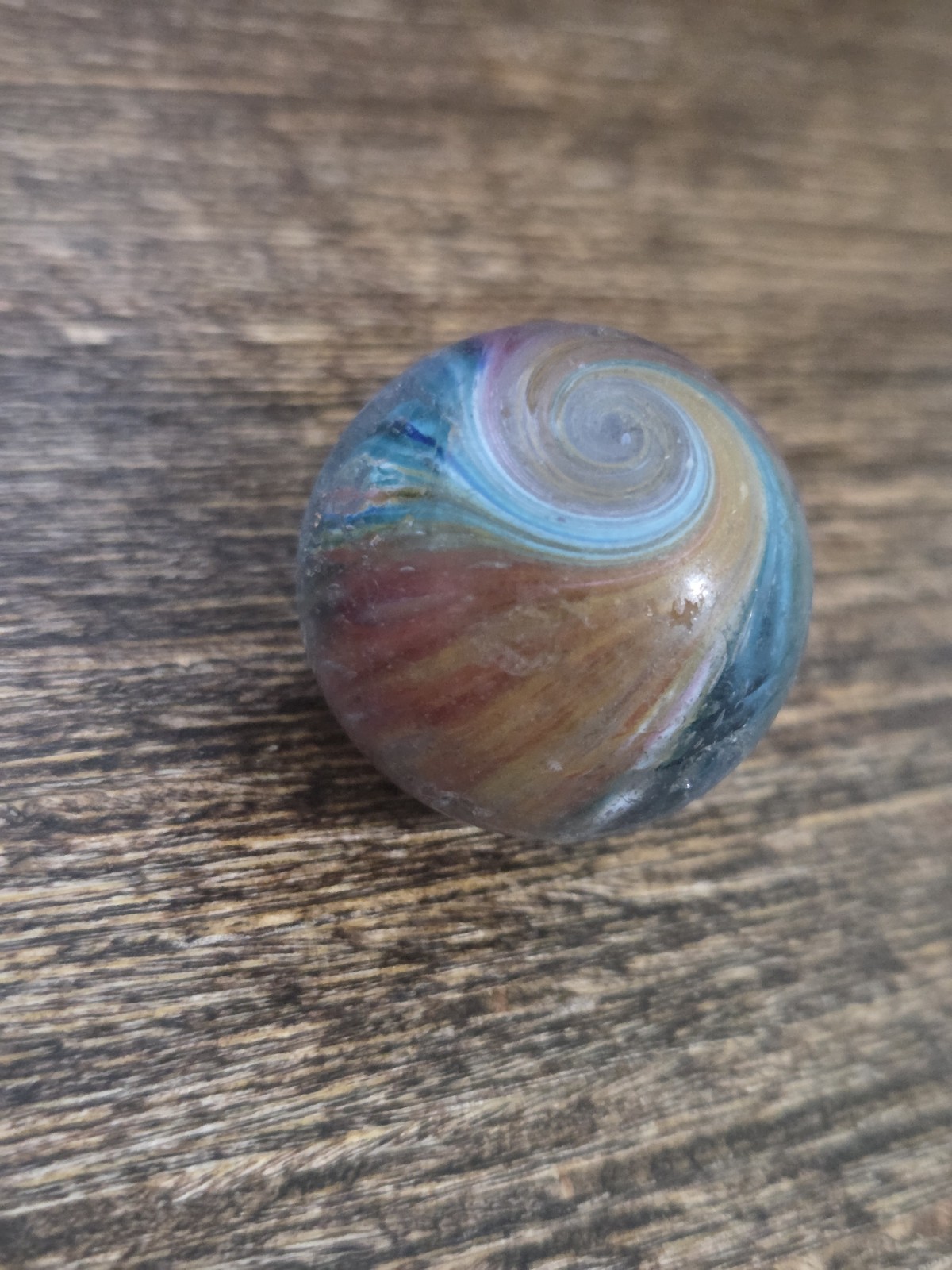 1.11″ Antique Vintage German Handmade Multi Colored Onionskin Marble