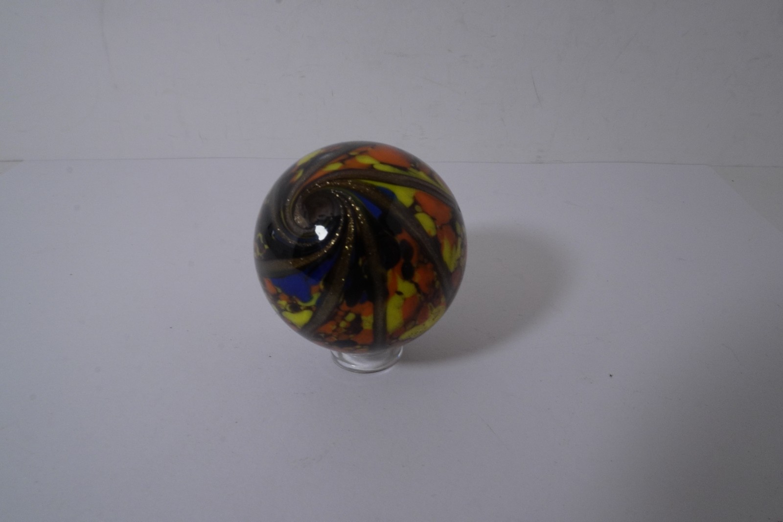 A Lovely New Rainbow Colored Handmade Guinea Glass Marble 42 MM = 1-5/8″ Dia.