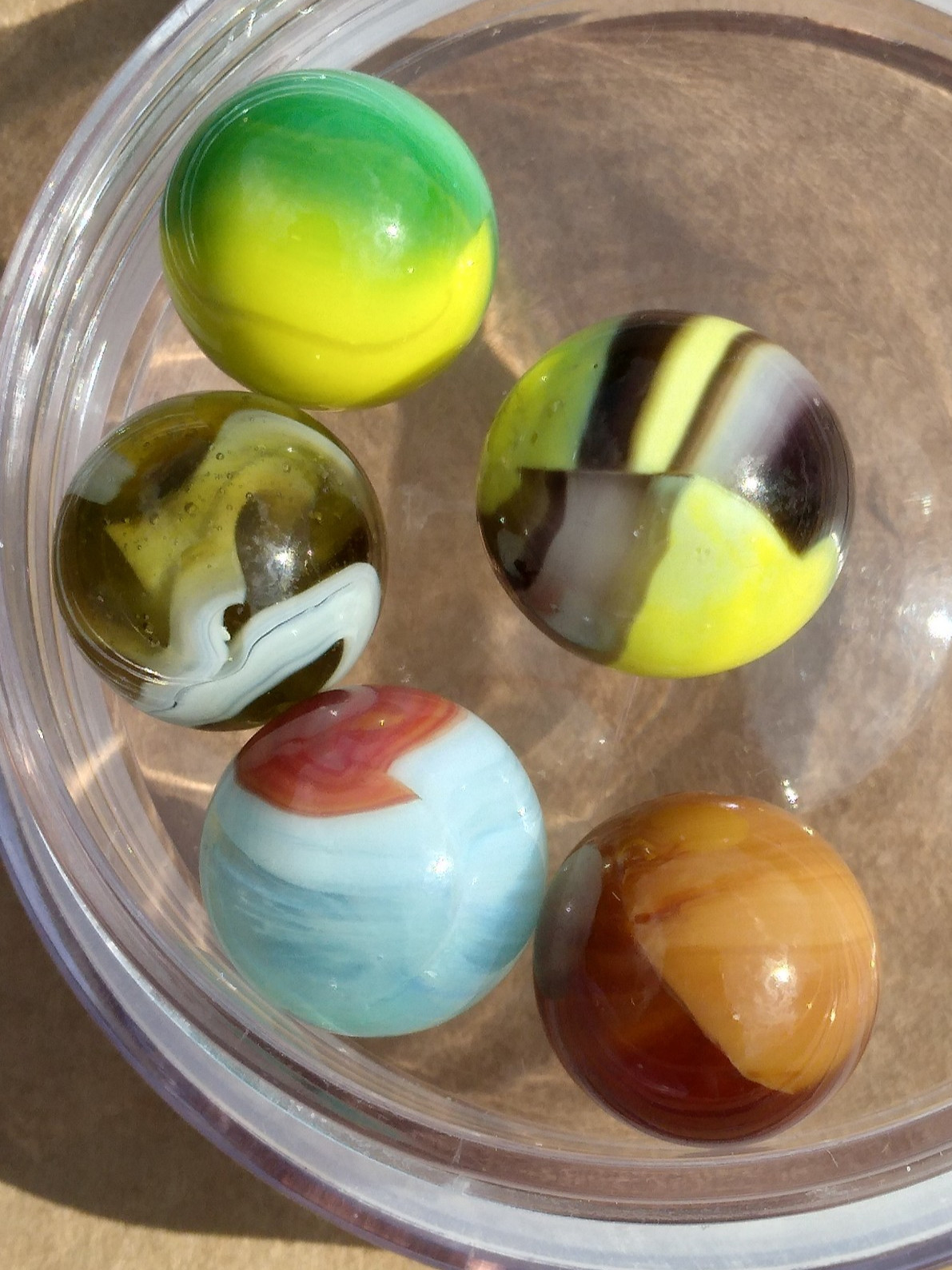 Premium Lot-5 Vintage Marbles- Vitro Marble King Heaton Alley Ravenswood- c11