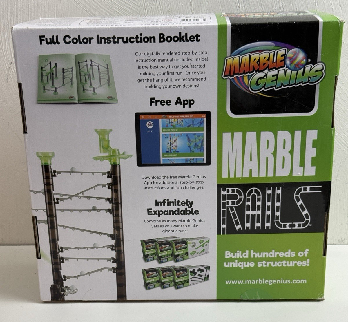 Marble Rails Starter Set, Online App and Full-Color Instructions, 198 Pieces
