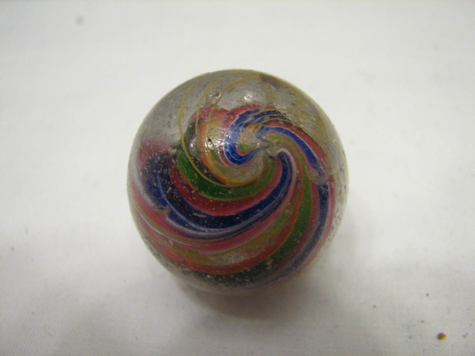 3 Lg Vintage Rainbow Latticino Caged Swirl Marble Blue Pink Green Yellow Shooter