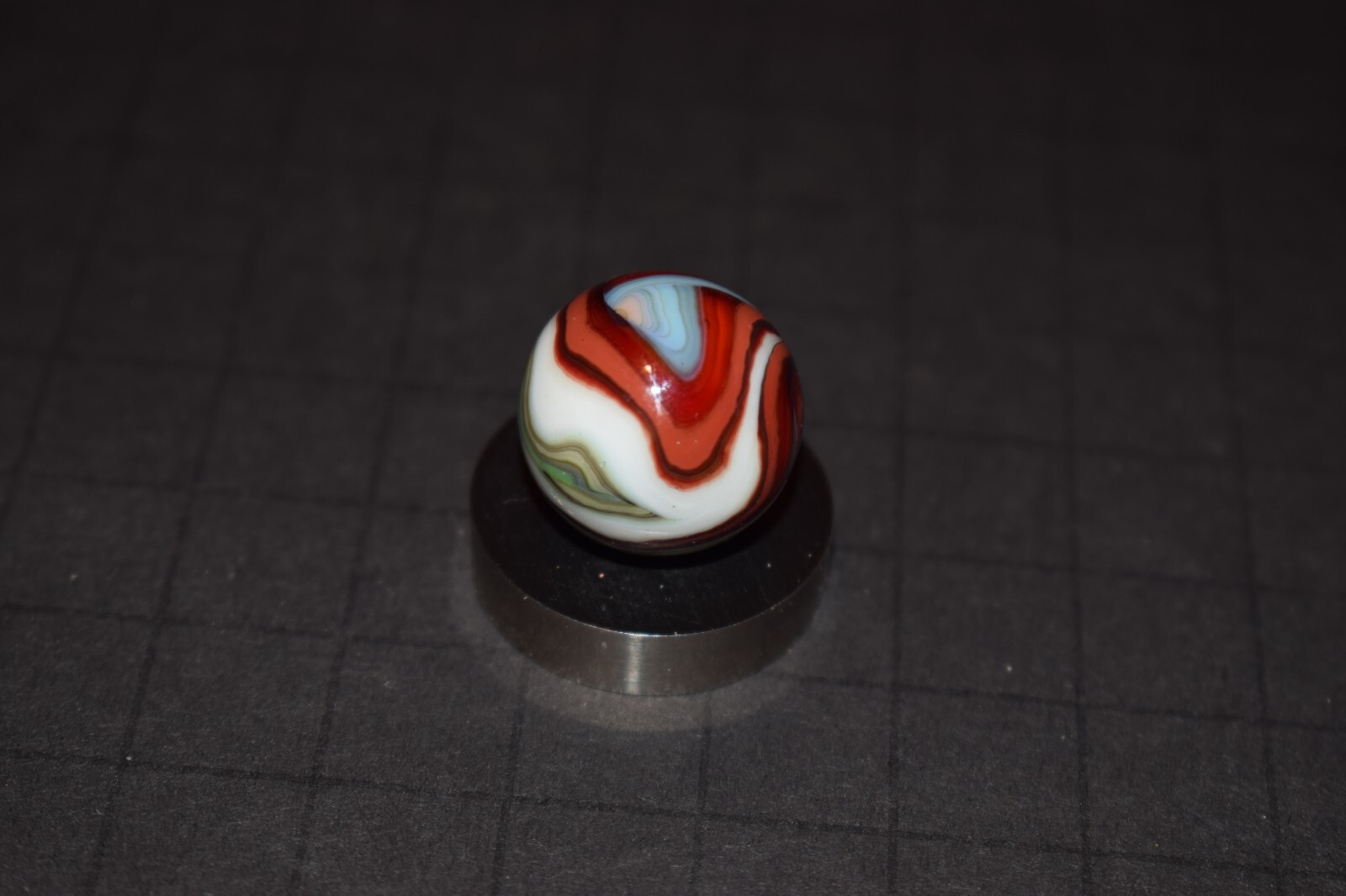JABO/DAS Multi-Color 🐂OXBLOOD Swirl Marble Toy Shooter Size .765″=49/64″1 MINT!