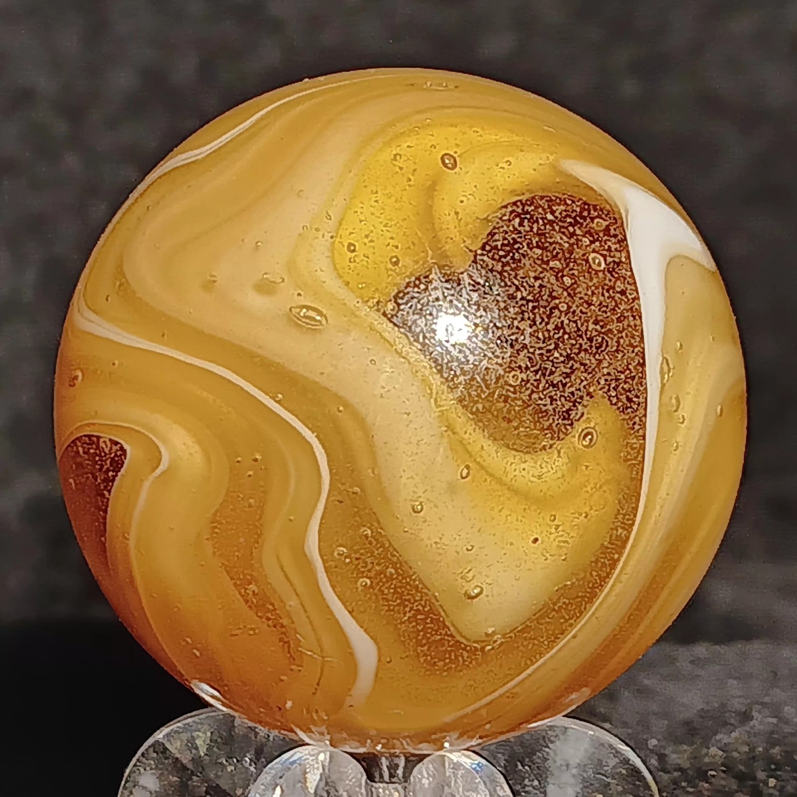 Xtra Large M.F. Christensen Slag Marble. 1.21″ Wet Mint. Htf Transitional. Wow