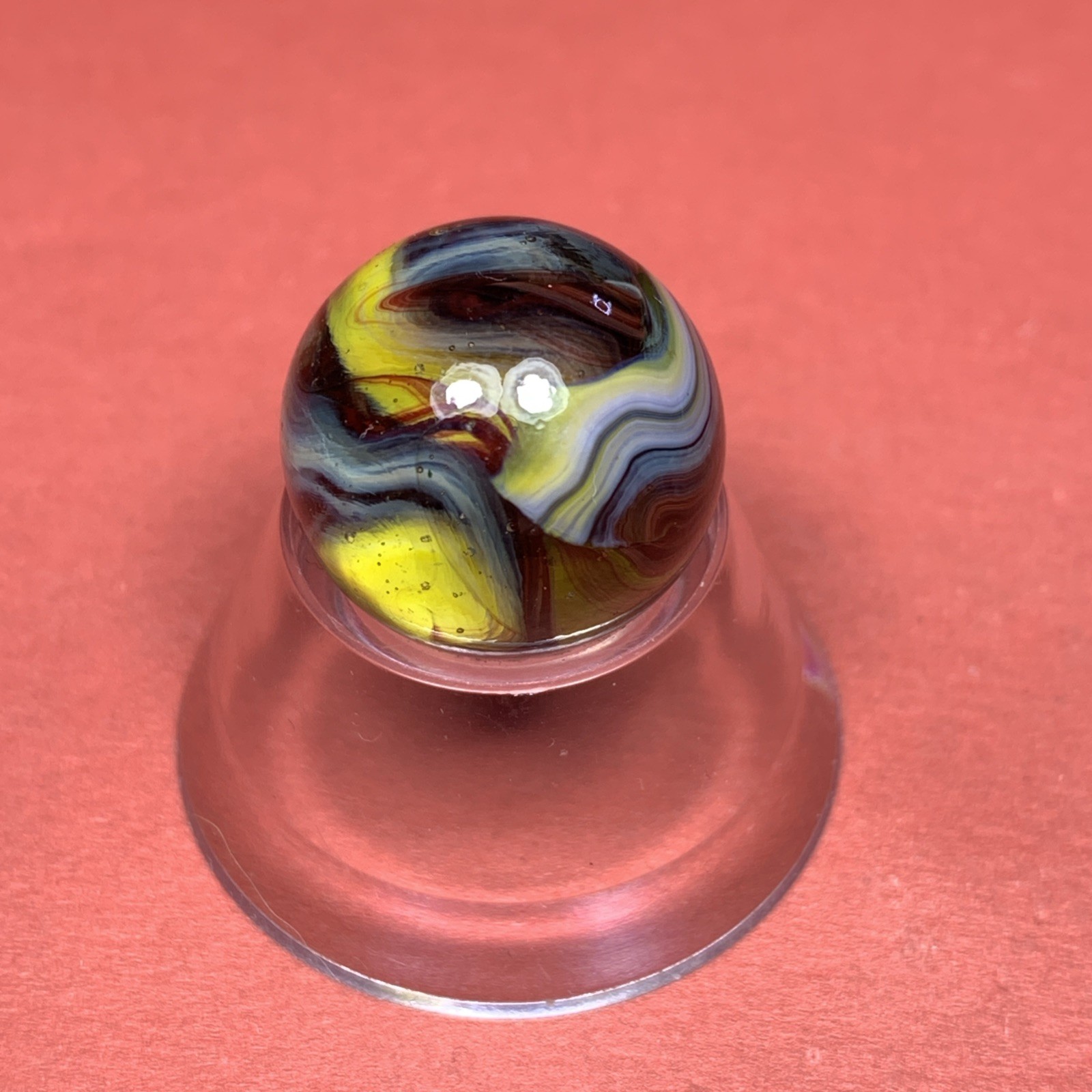 CLEAR TRANSPARENT BASE RIBBONED INNER MATRIX WITH OXBLOOD .74″ BOX01/326