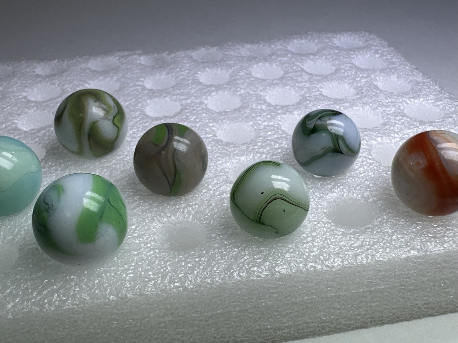 301 Lot Of 8 Vintage Heaton Agate Swirl Marbles!