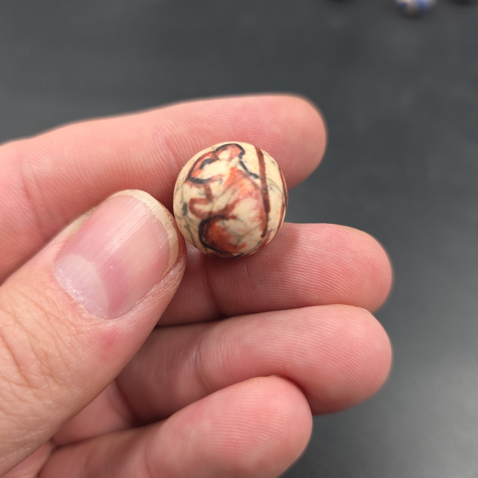 Lot of of 6 Hand Painted Clay Marbles Beautiful Hippie Marbles Hard To Find