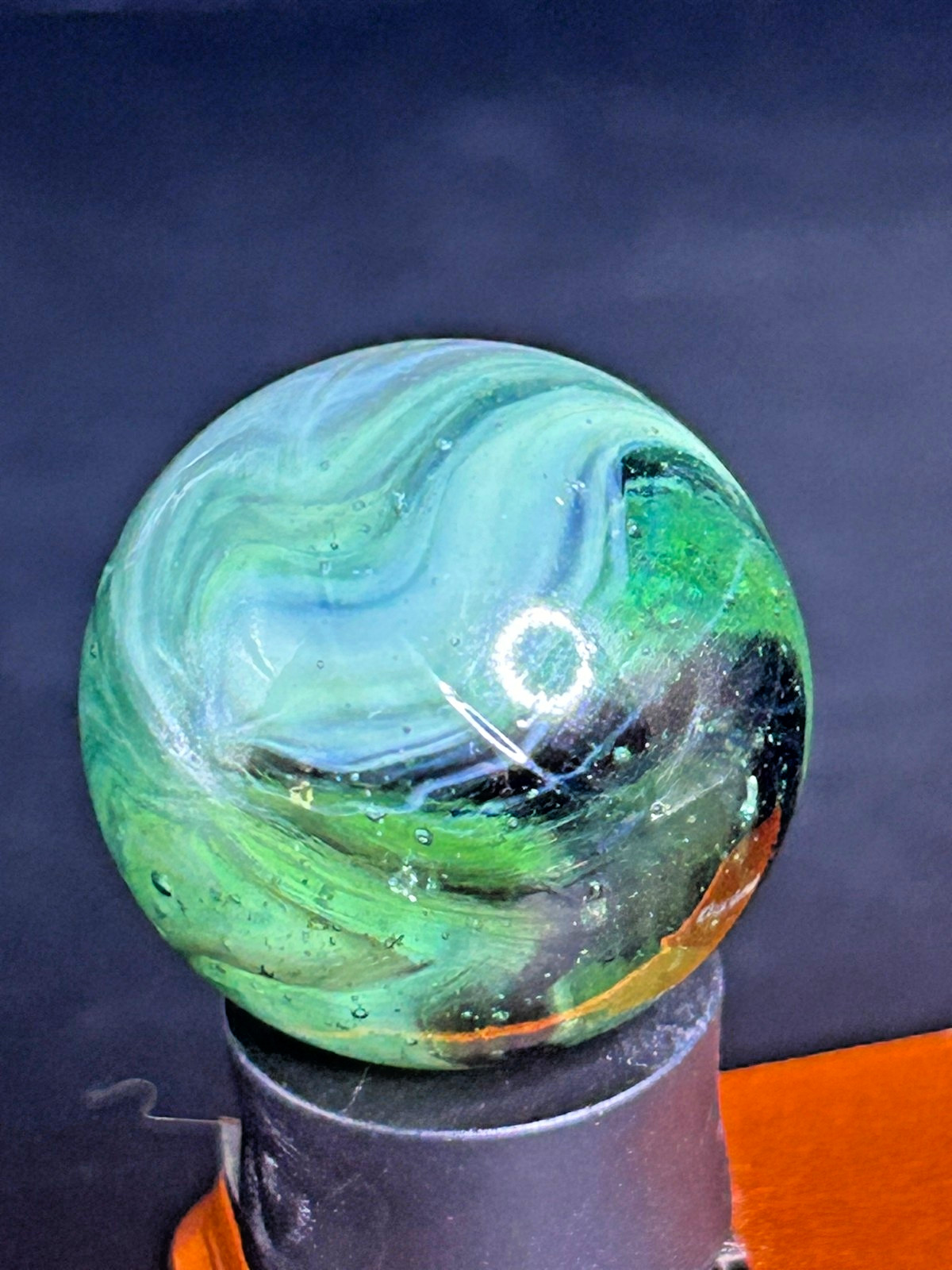 European Butterfly Sparkler Marble | Clear Base w/ Multi-Color Vanes | .96″ Shoo