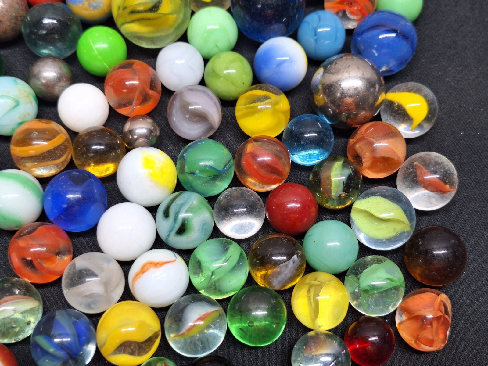 Vintage MARBLES QUART JAR of OLD GLASS MARBLES about 4.5 Pounds