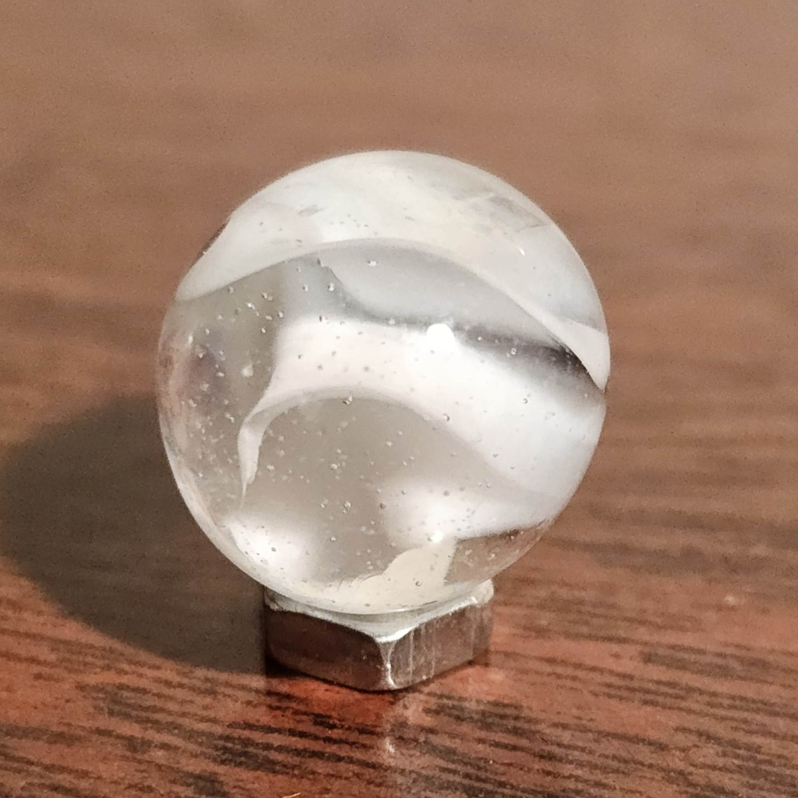 Vintage CE Bogard White 4 Lobe Floppy .625″ Glass Marble