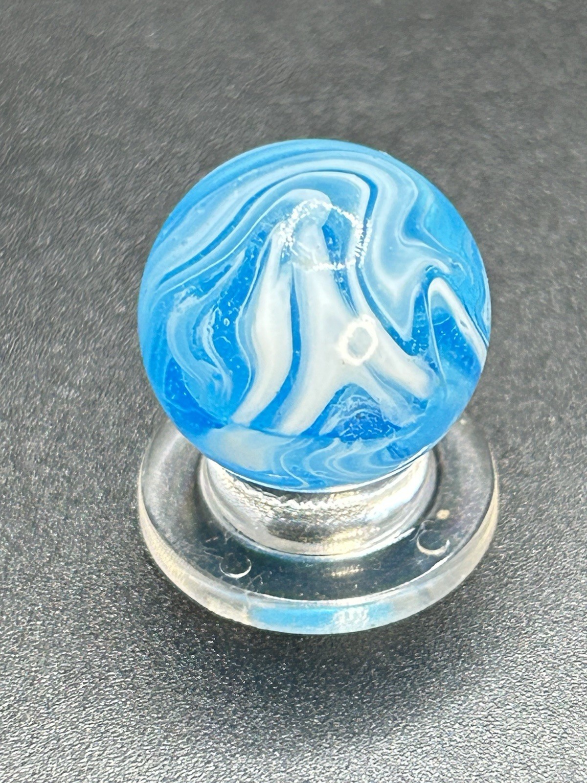 Vintage Christensen Road & Tunnel Marble CAC Aqua Blue Swirl Marble 0.709”
