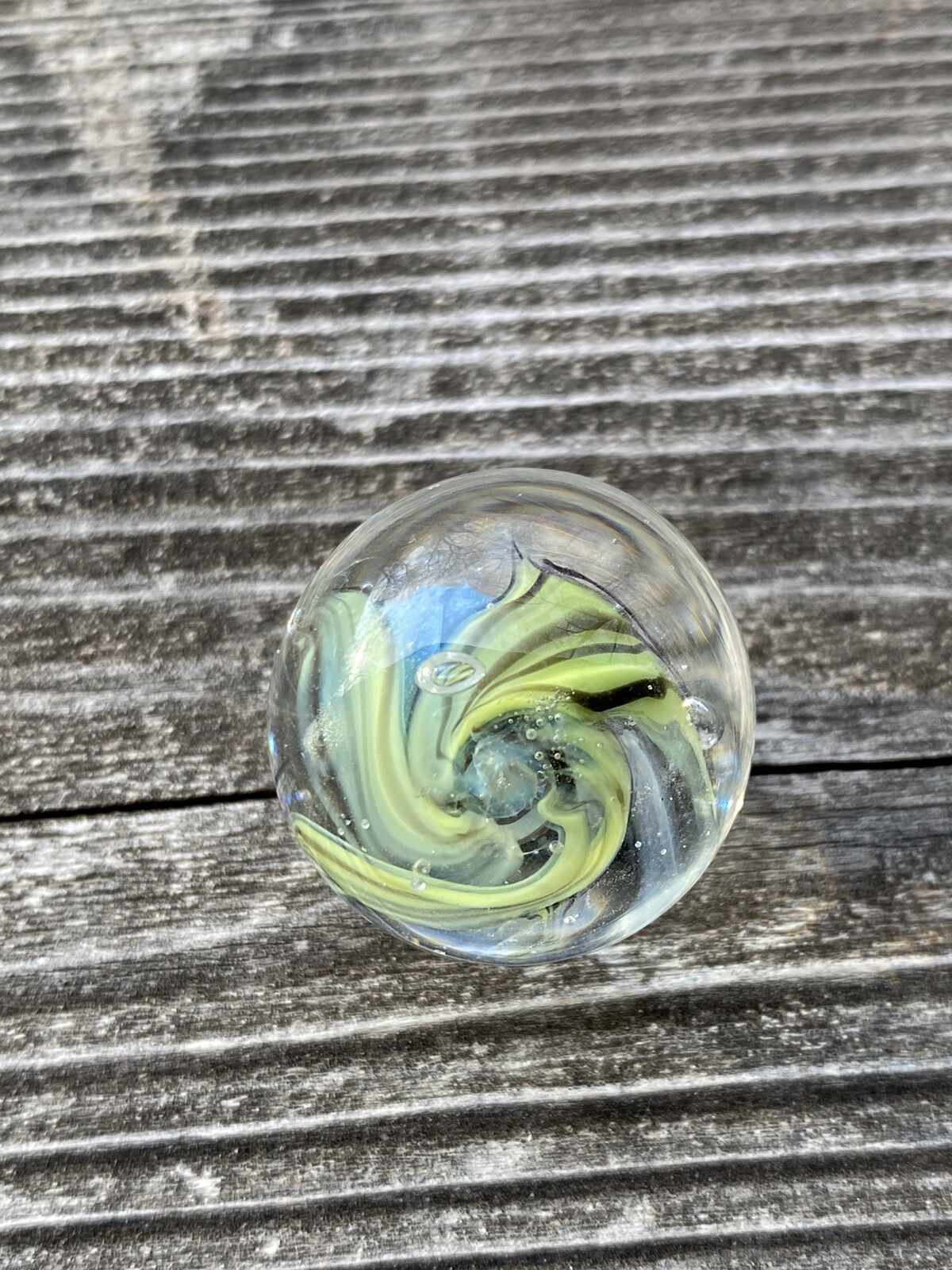 handmade art glass marble Tiny Blue Morning Glory