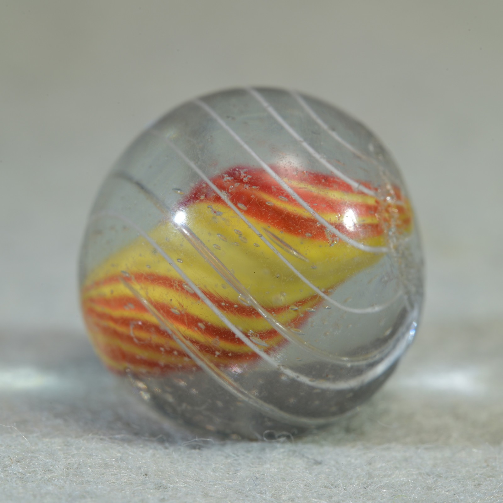 Early Caged Red & Lemon Solid Core German Handmade Antique Marble 18.8mm 23/32”