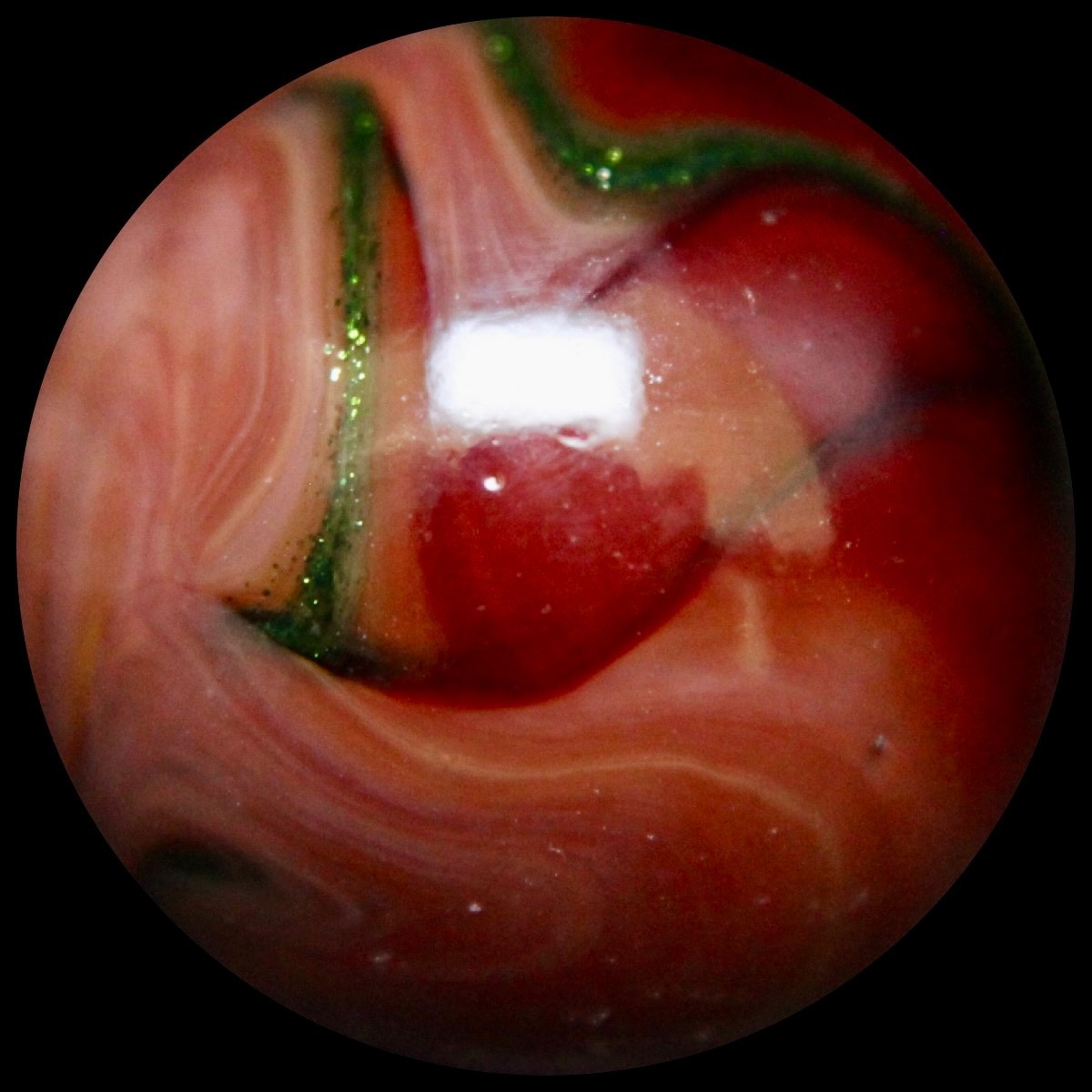 JABO Madyia Marble Collector Series: Ruby Red w/Green Velvet