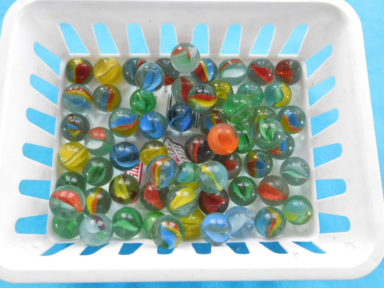 Vintage Glass Cat Eyes Marbles 60 Marbles Random Mix Lot 1940’s And Up