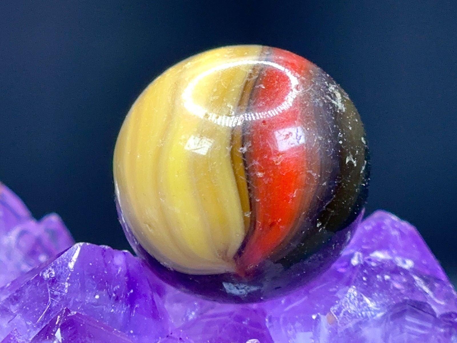 Vintage Master Marble Sunburst Marble – Yellow Red & Brownish – .75″ Shooter!