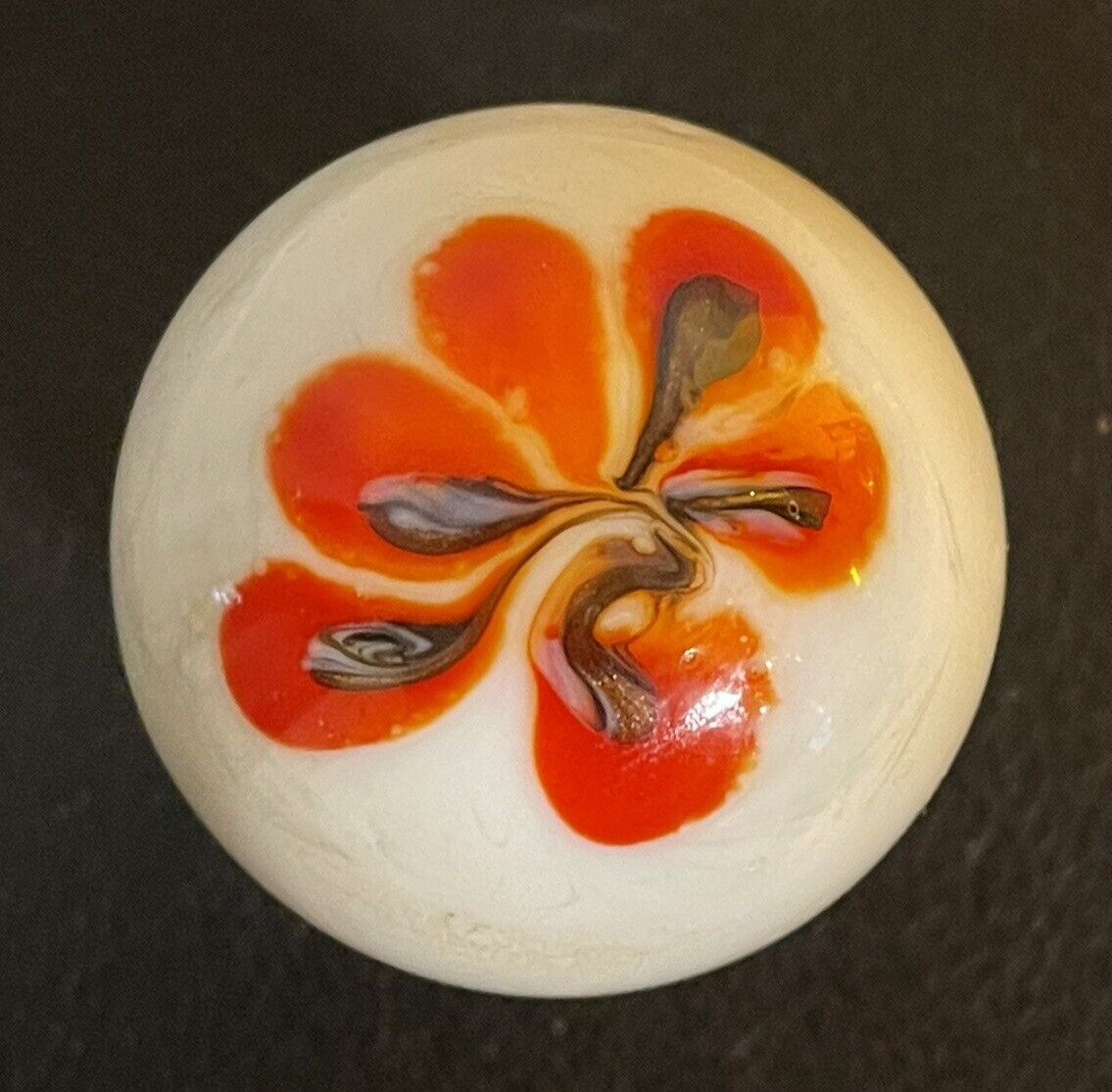 Handmade Gold Lutz Flower Swirl Marble Toe Breaker Massive Huge Nearly 2 Inches