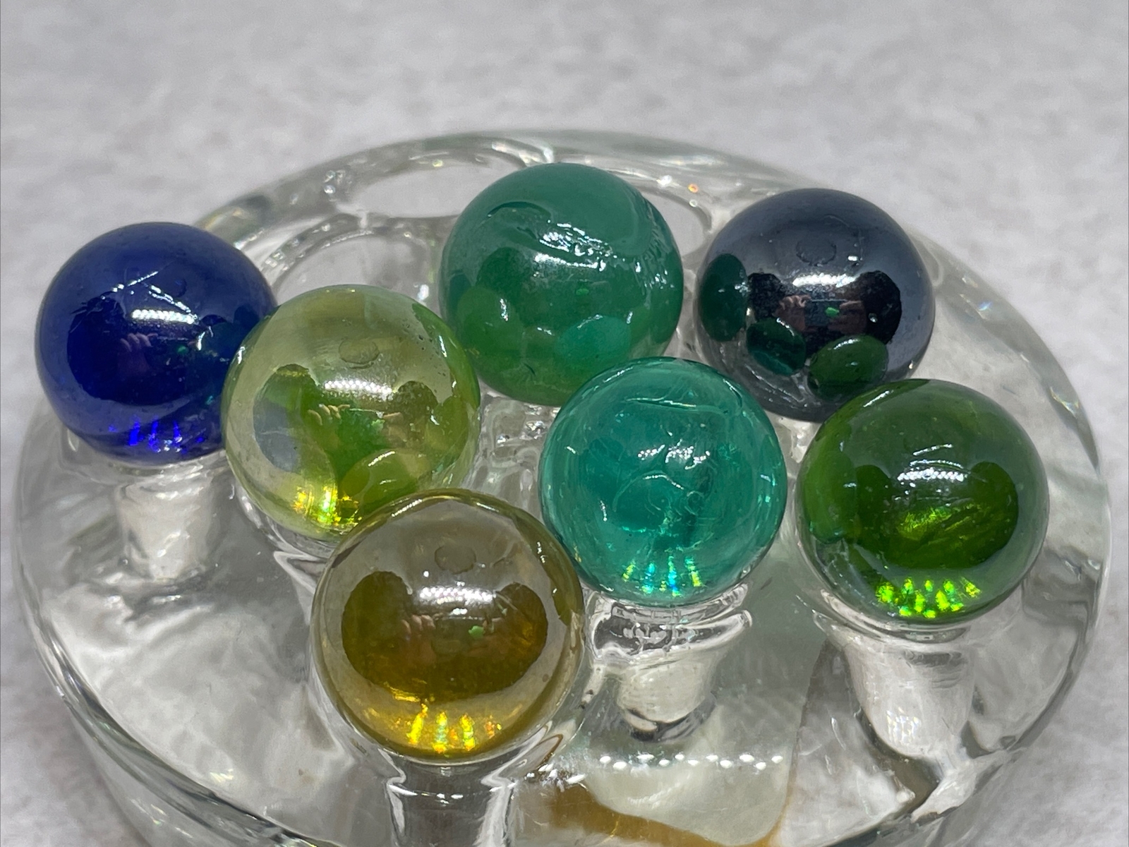 Marble Lot of 7 Vintage Glass Marbles Clear Glass Colors