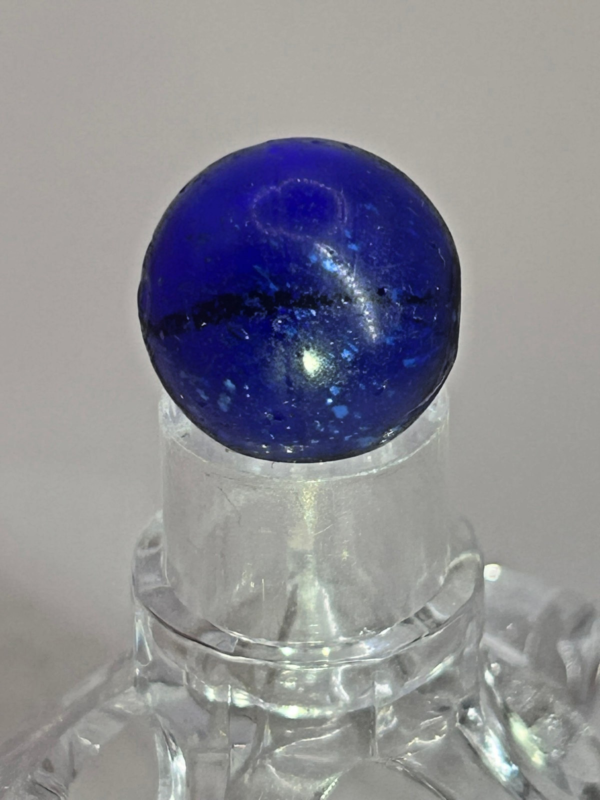 Antique German Handmade Blue Mica w/Filament Marble 83/128″ Mint m38