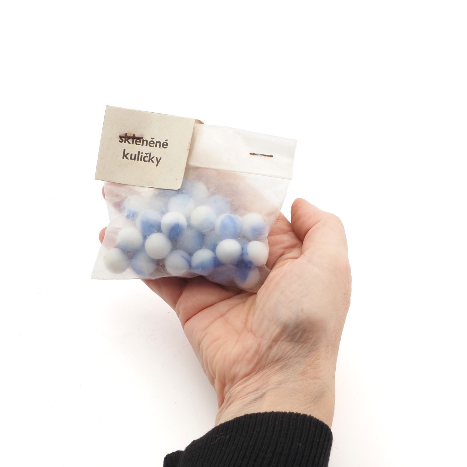 Blue glass marbles bag Lot of 30 1/2″ COLLECTIBLE Czech retro Vintage swirl