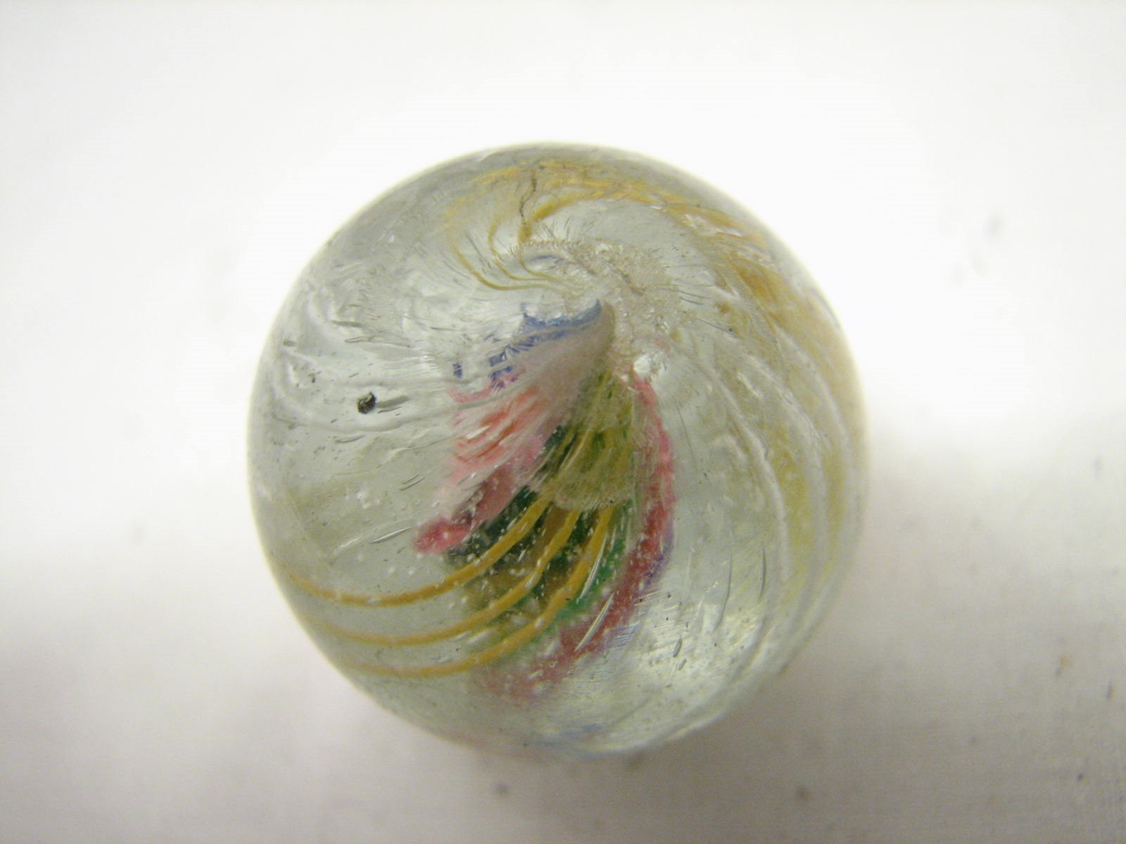 3 Lg Vintage Rainbow Latticino Caged Swirl Marble Blue Pink Green Yellow Shooter