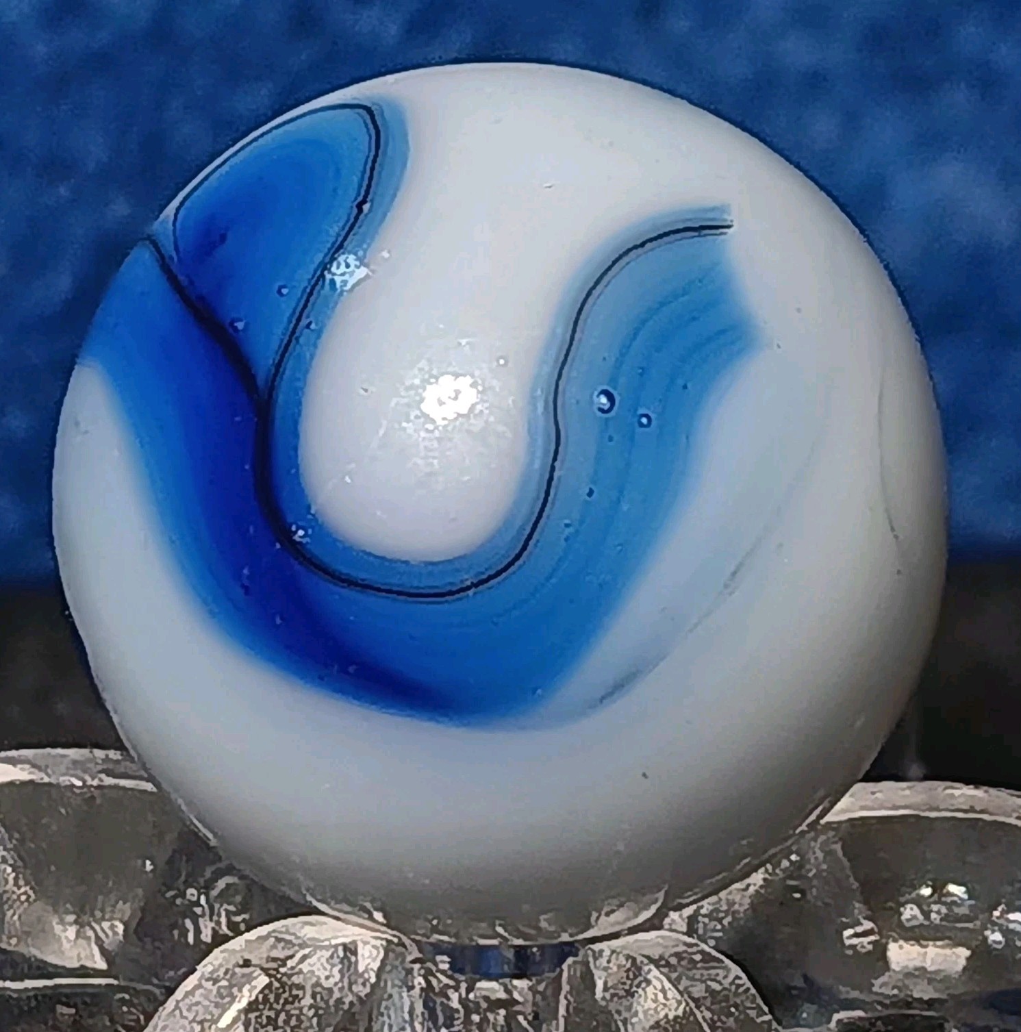 Vintage Alley Agate Swirl Marble. .58″ Mint Condition. Unique Example. W Ox Hair