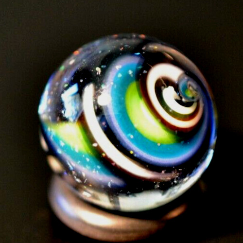 BRYAN TRILLAS GLASS MARBLE/.729″-OPAL BLUE BLACKLIGHT 2 SIDED CORKSCREW-OPALS