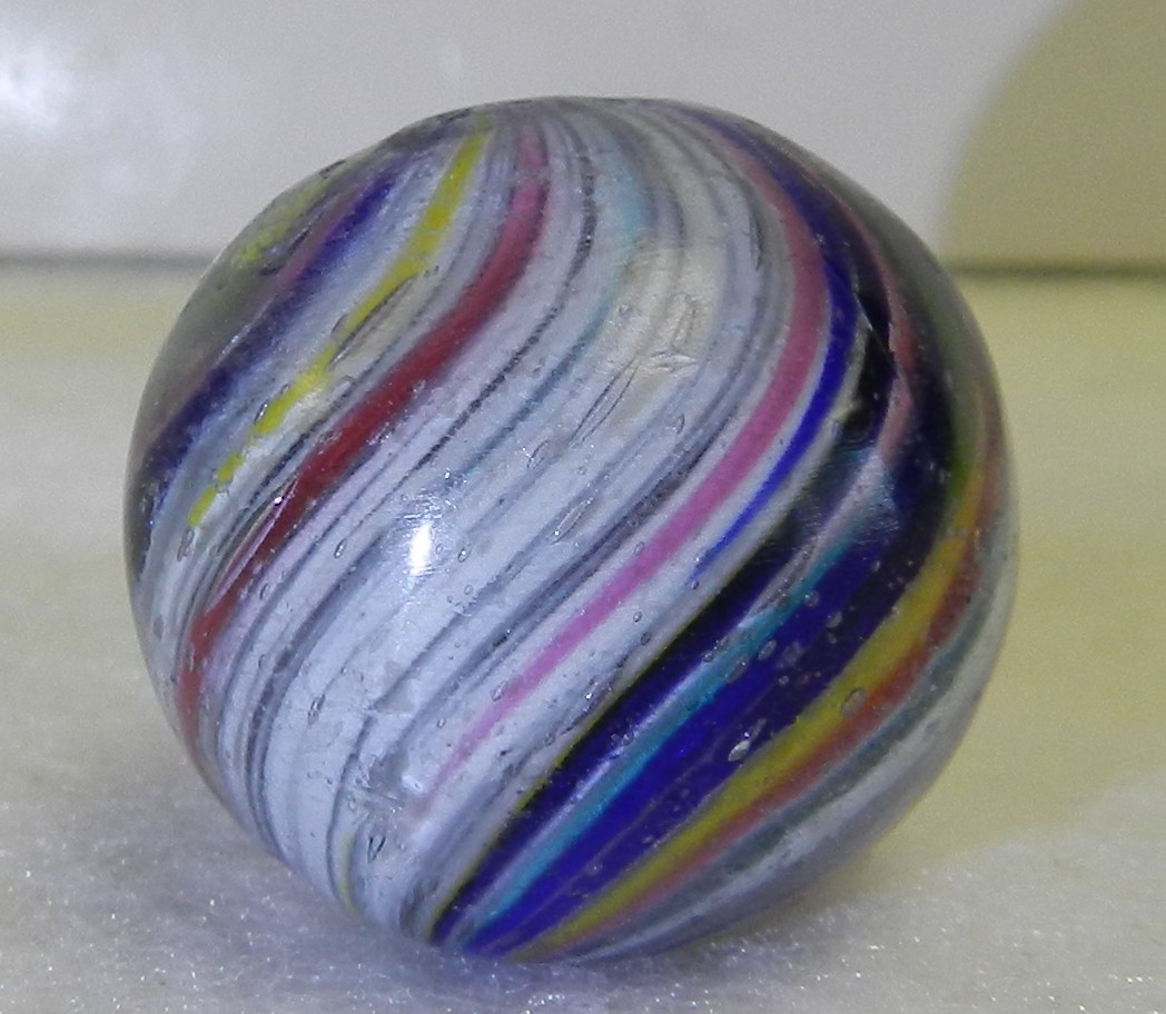 #20546m Large .91 Inches Vintage German Handmade Onionskin Shooter Marble