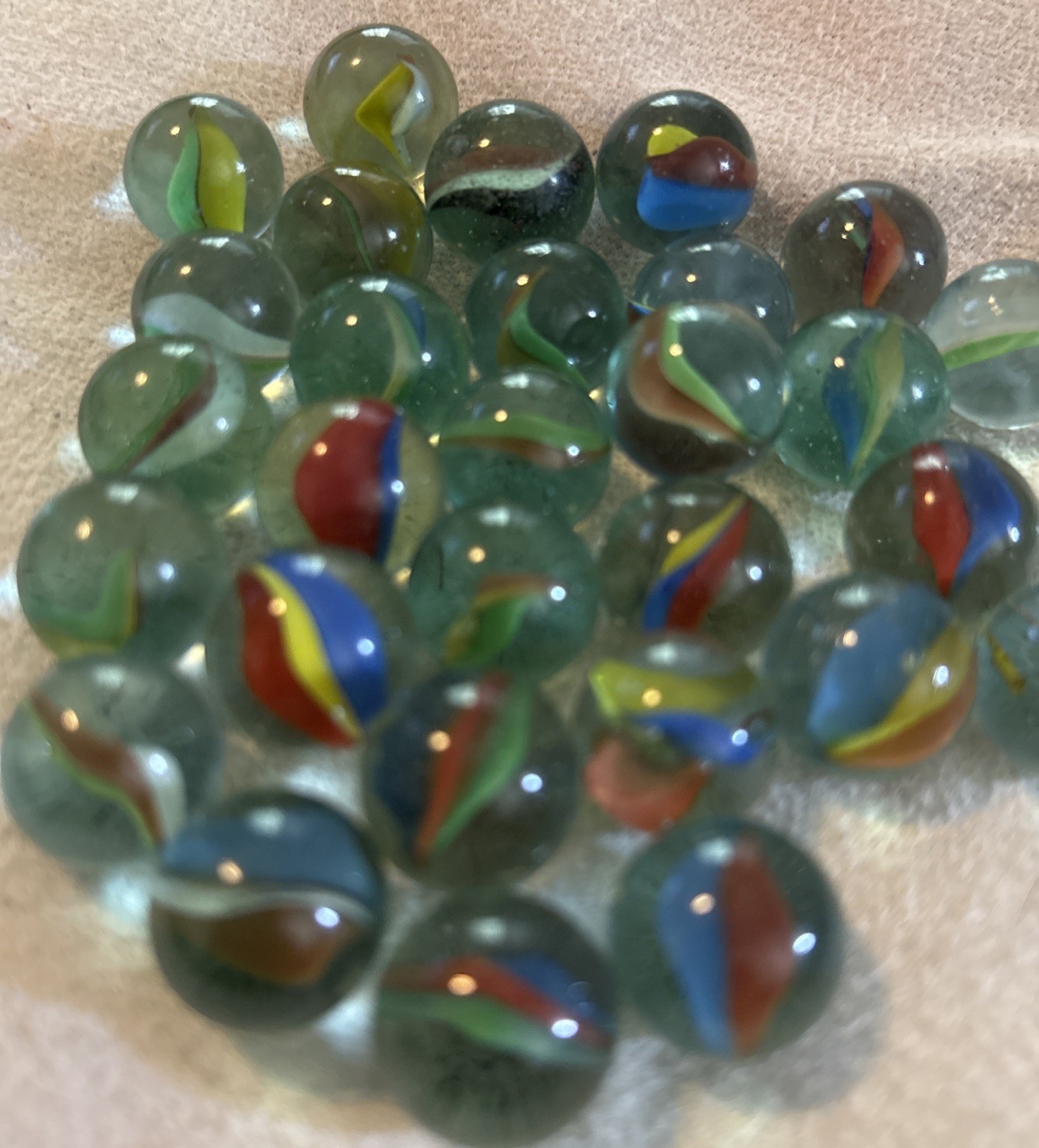 Lot Of 29 Multi Colored Cats Eye Glass Marbles