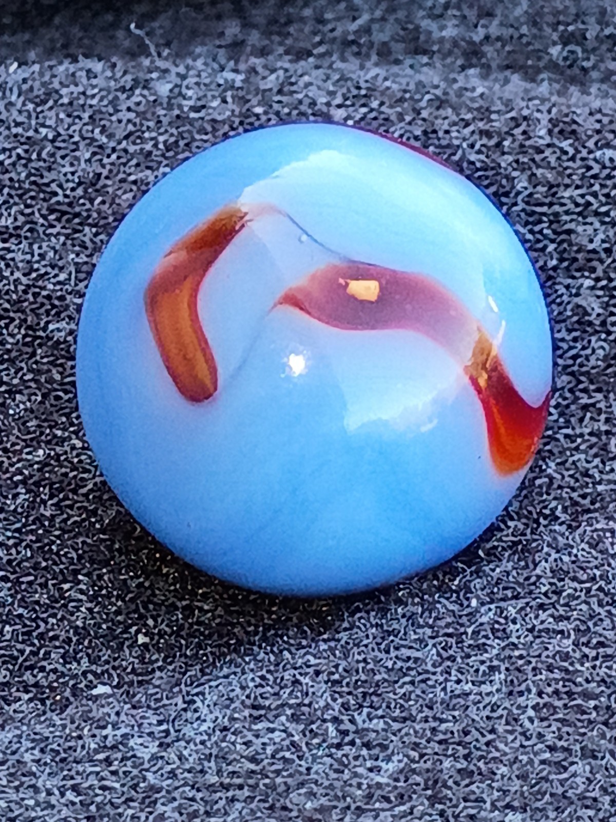St Mary’s Alley Marble Red Swirls On Blue Base With Ox? – NM+ M- Great Example