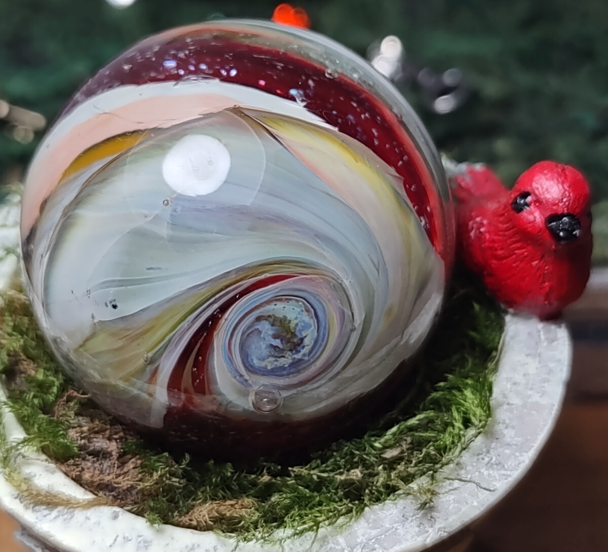 1.31″ LG Multi-Color SPIRAL✨🐚 Swirl Contemporary Studio Art Glass Marbles READ