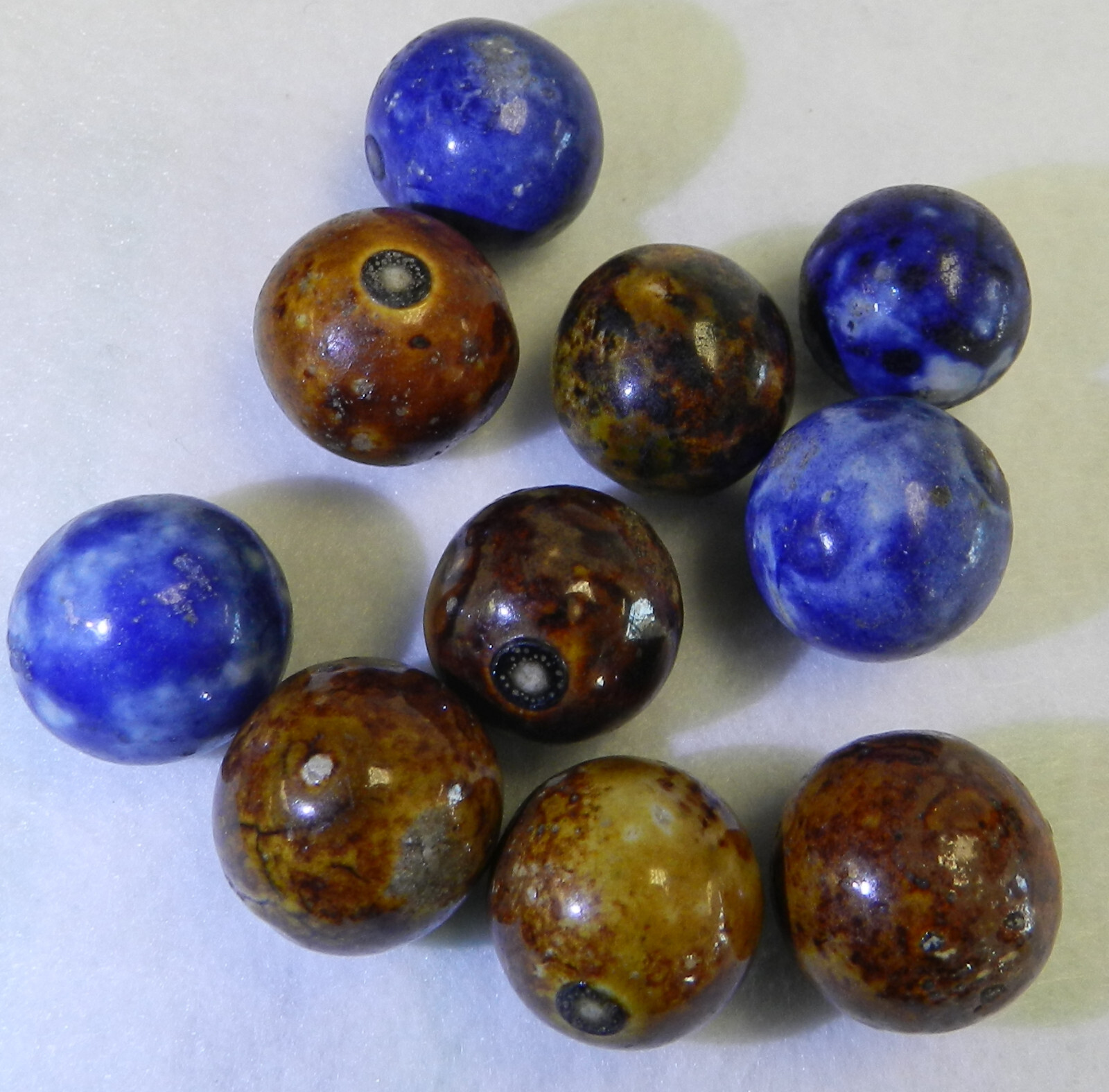 17507m .83 .89 In Vintage Group of 10 German Handmade Bennington Shooter Marbles
