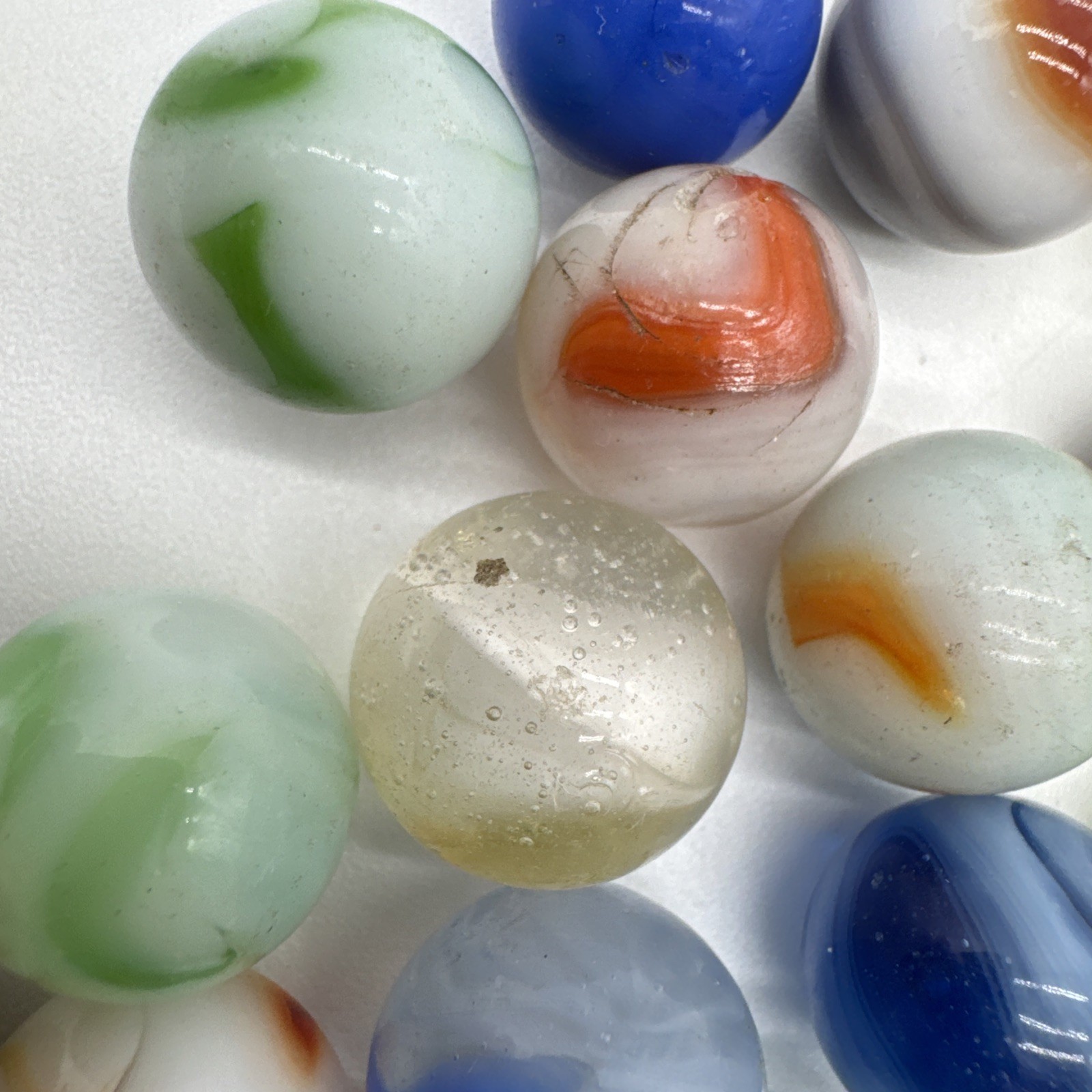 (71) Vintage Akro Agate? Swirl Glass Marble Marbles Various Makers Lot