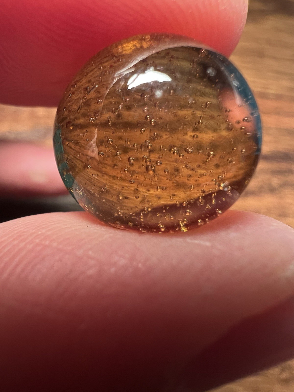 Vintage Amber Transparent Glass Marble 5/8″ Heavy Seeded Fizz Air Bubbles Target