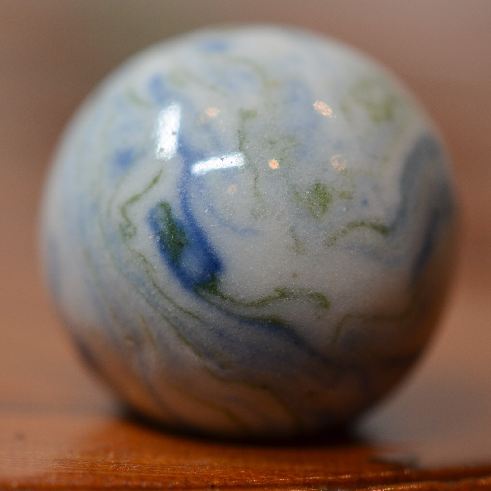 Nice Crockery Marble, Handmade 0.71 inches, Mint, 1860-1920, Germany, S1493