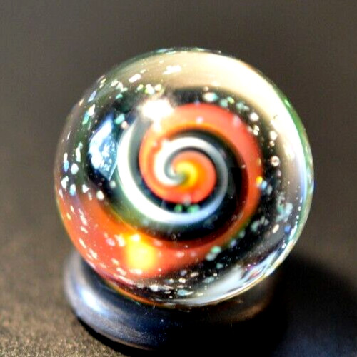BRIAN TRILLAS GLASS MARBLE/.725″CRUSHED OPAL, GREEN BLACKLIGHT RAINBOW CORKSCREW
