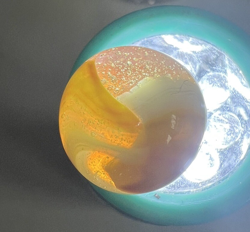 Vintage Marble Transparent Base Yellow Orange White A+ Peltier? Kokomo? Vitro?
