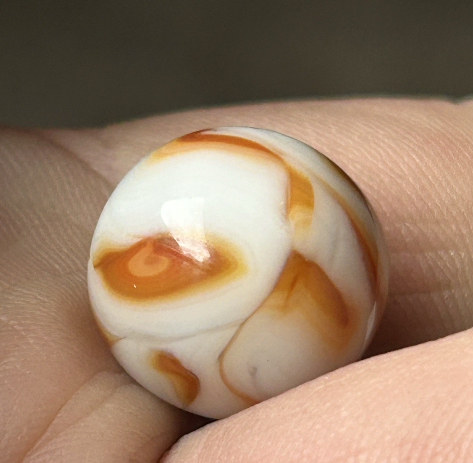 Vintage Alley Agate Or Heaton 0.64” Copper Ribbon Swirl Marble NM!