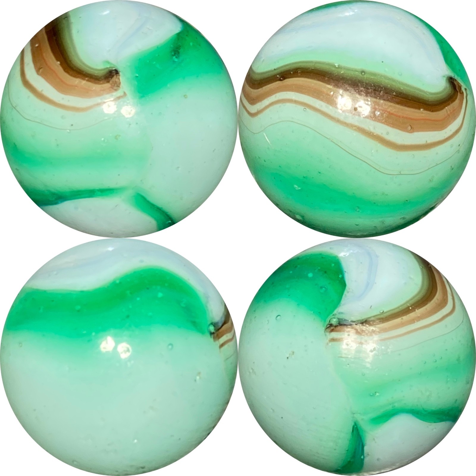 5/8″ PELTIER GLASS CO. “RAINBO” MARBLE, UV fluorescent base NM+
